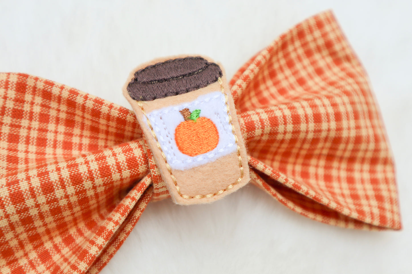 Pumpkin Spice Plaid Pet Bow
