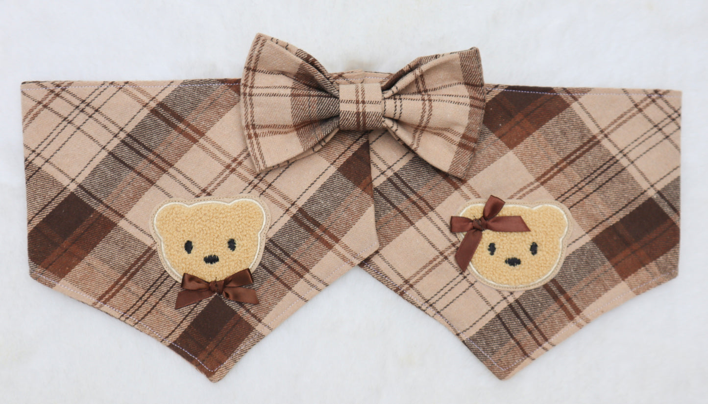 Espresso Plaid Bear Bandana
