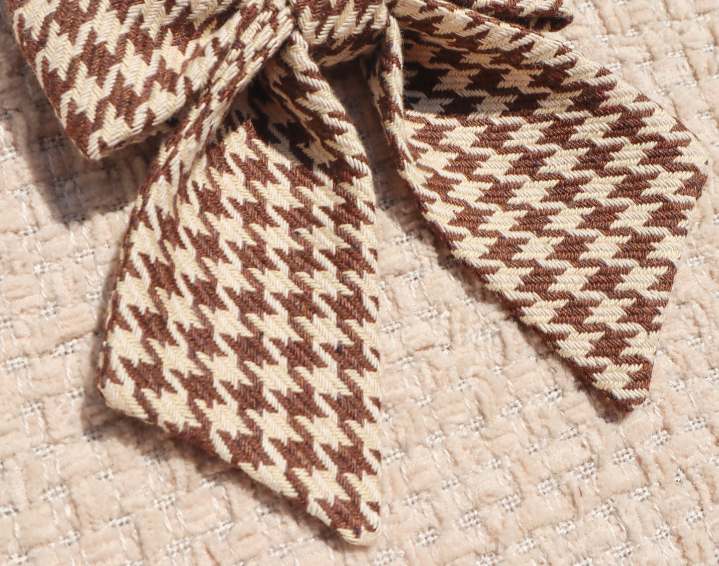 Espresso Houndstooth Pet Bow