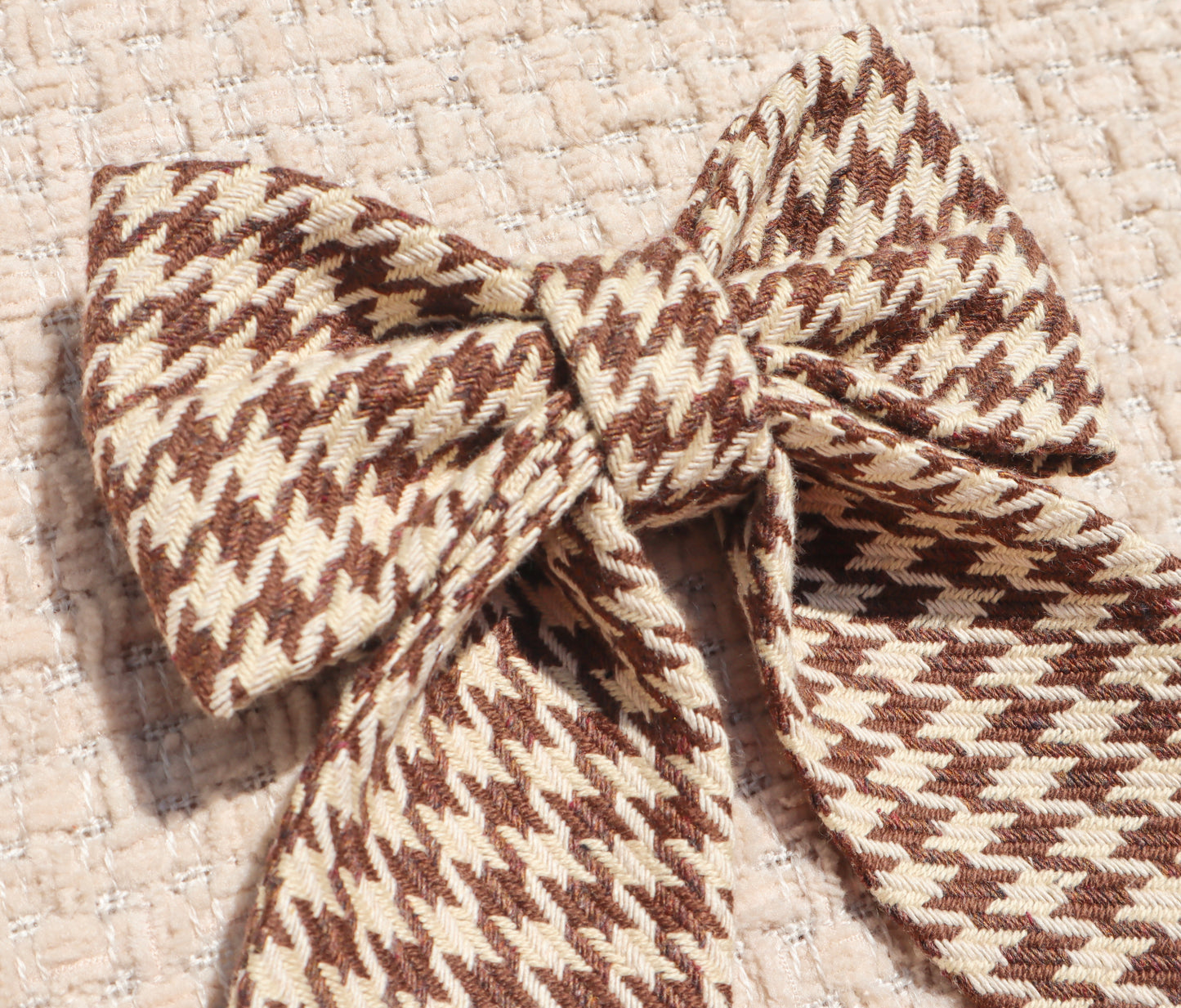 Espresso Houndstooth Pet Bow