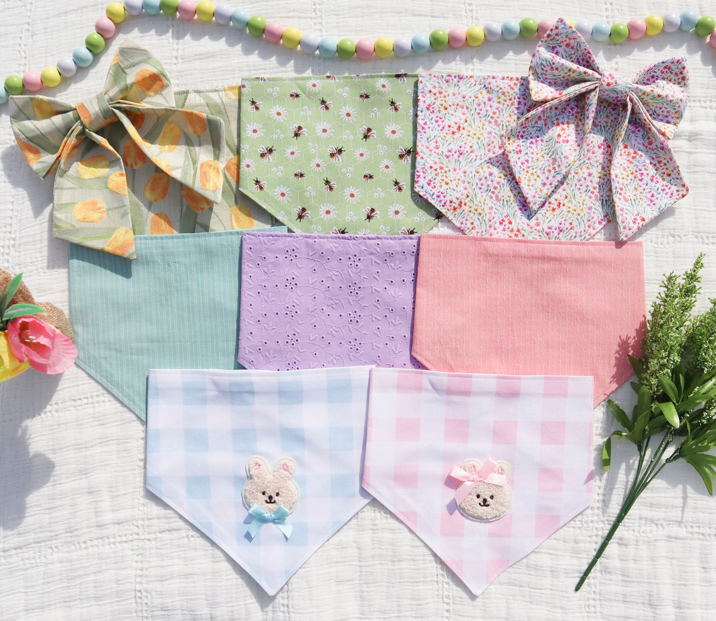 Green Bees & Daisies Bandana