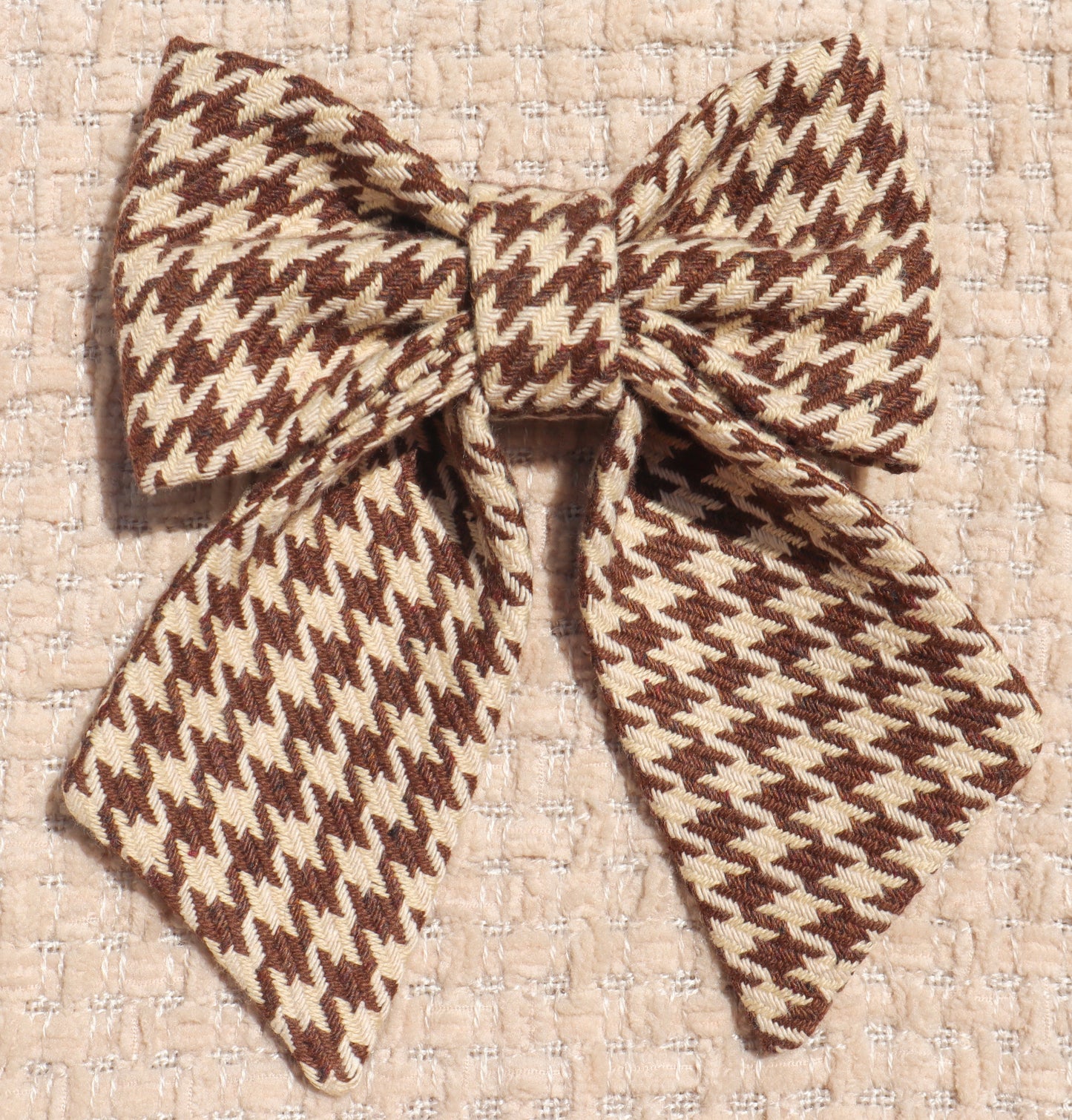 Espresso Houndstooth Pet Bow