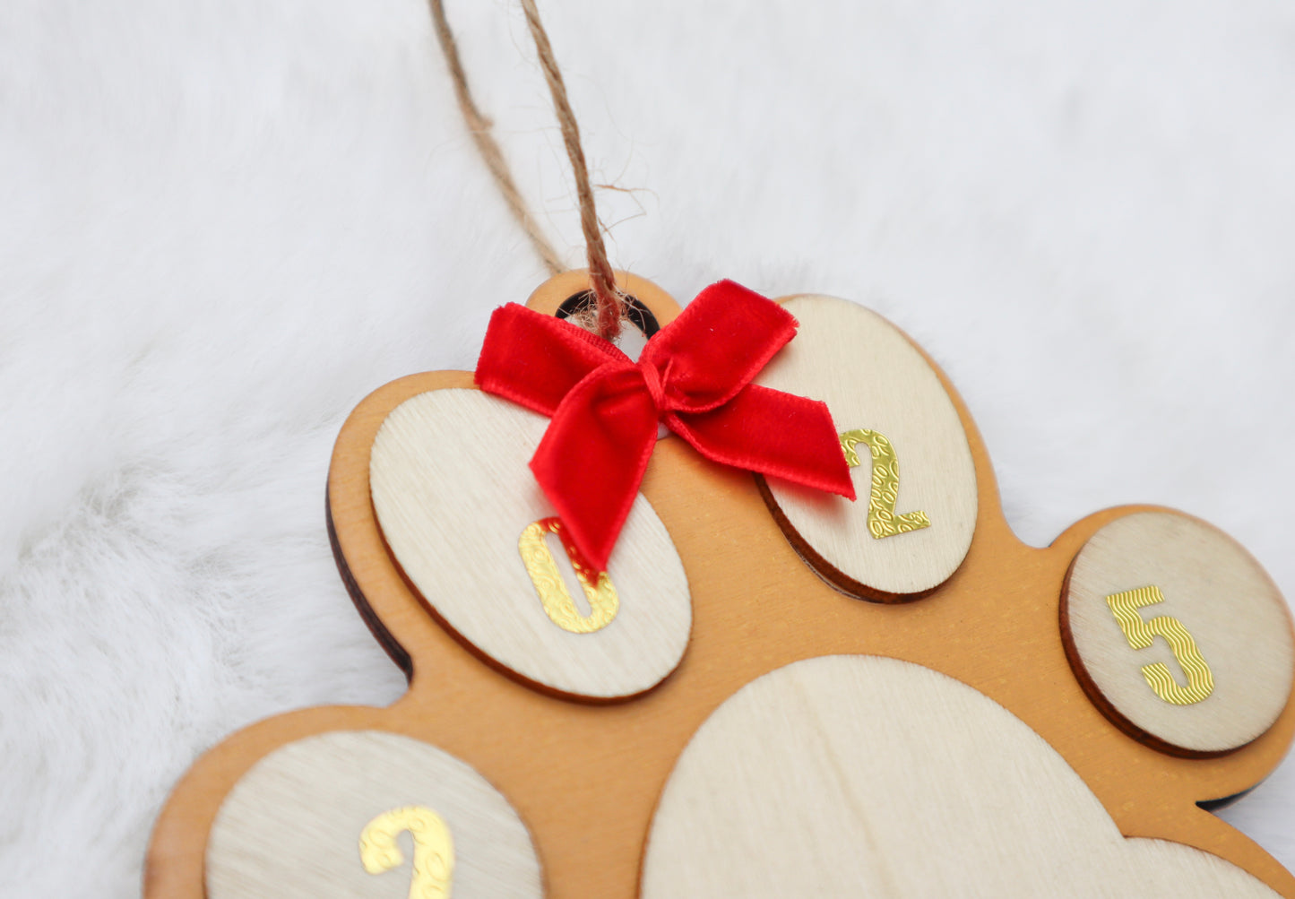 Custom 2025 Wood Paw Print Ornament