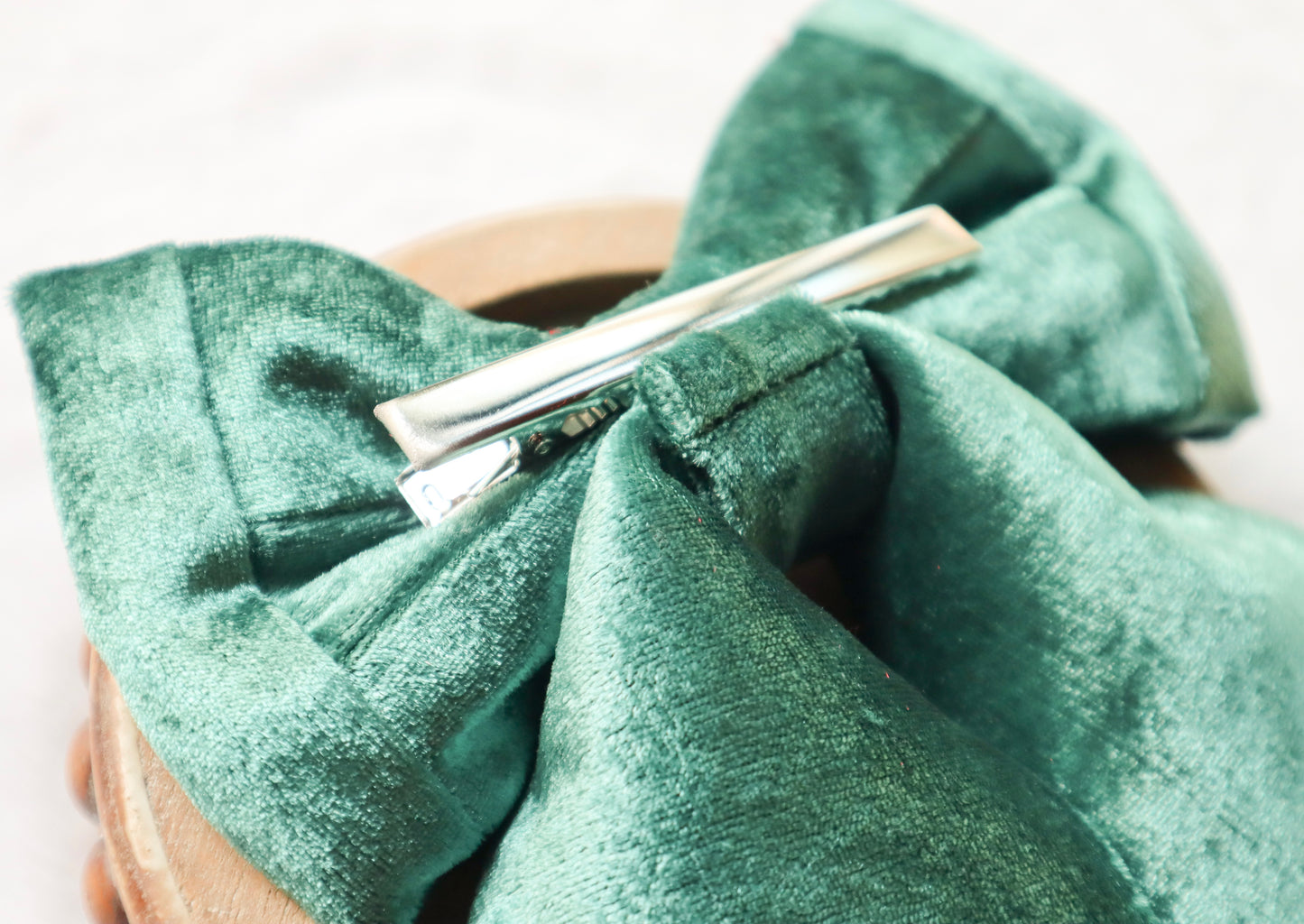 Mistletoe Green Velvet Hair Bow