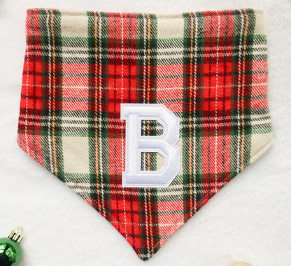 Classic Christmas Plaid w/ Letter Patch Bandana