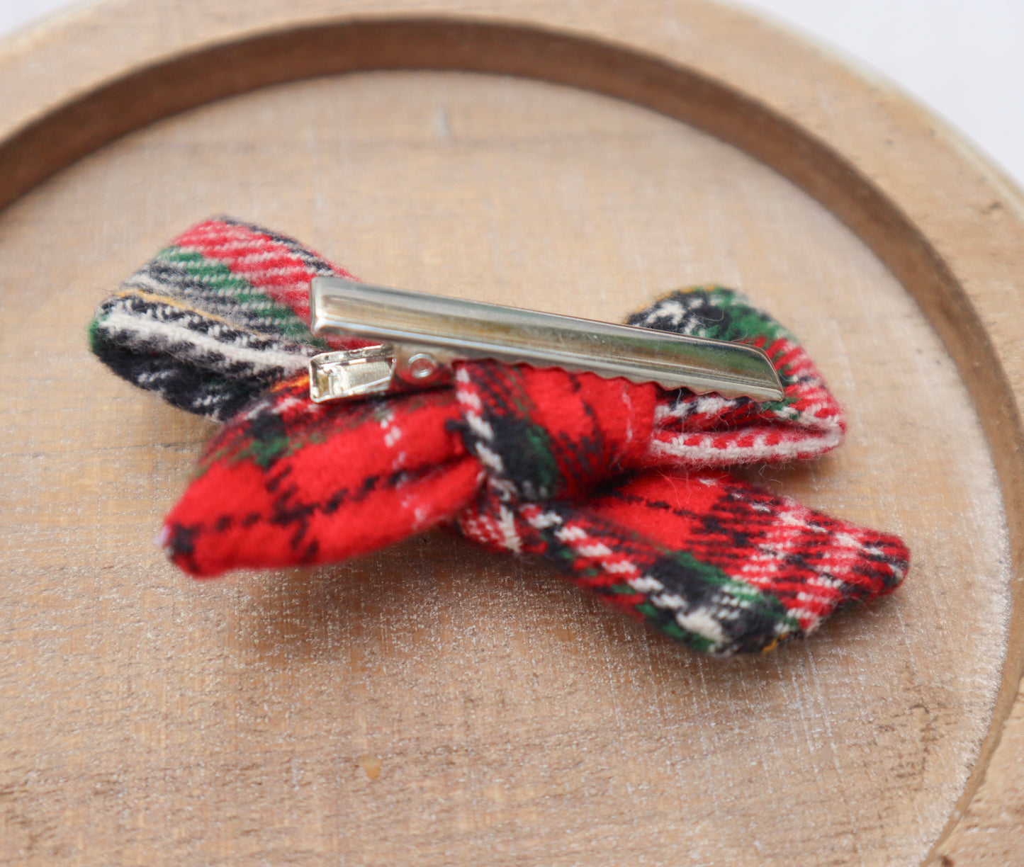 Classic Christmas Plaid Fur Bow