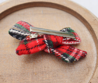 Classic Christmas Plaid Fur Bow
