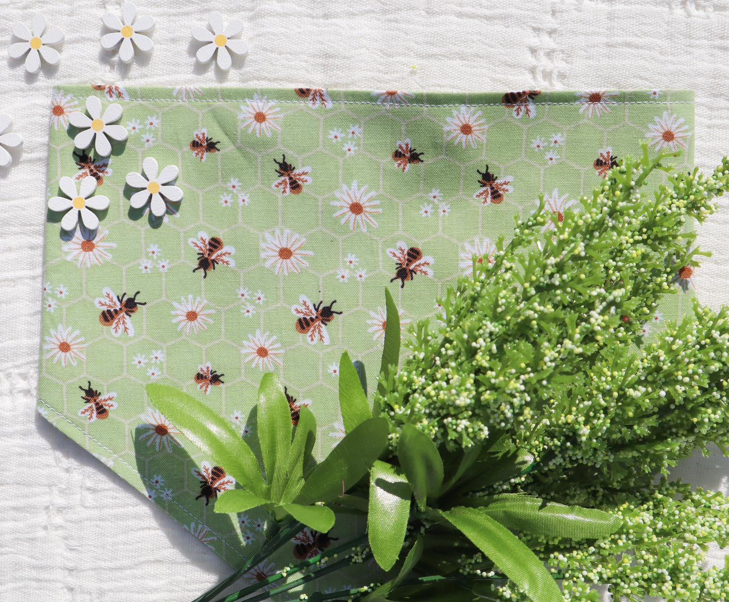 Green Bees & Daisies Bandana