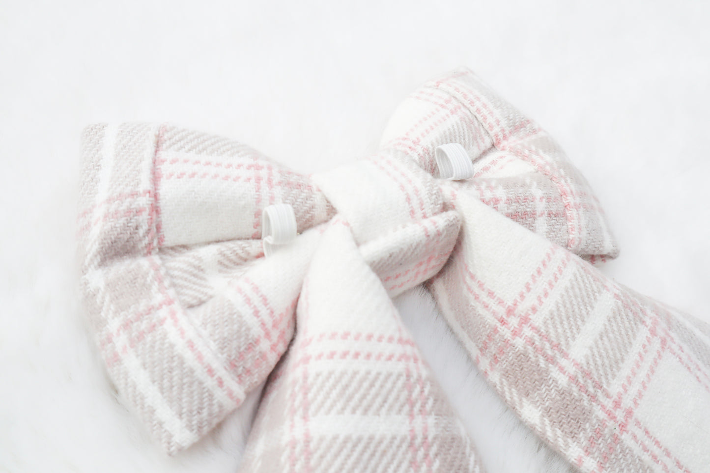 Winter Pink Plaid Pet Bow