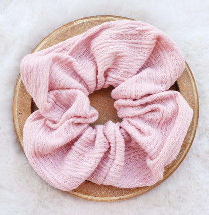 Soft Blush Ribbed Knit Hair Scrunchie