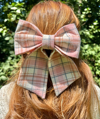 Blushing Cider Plaid Hair Bow