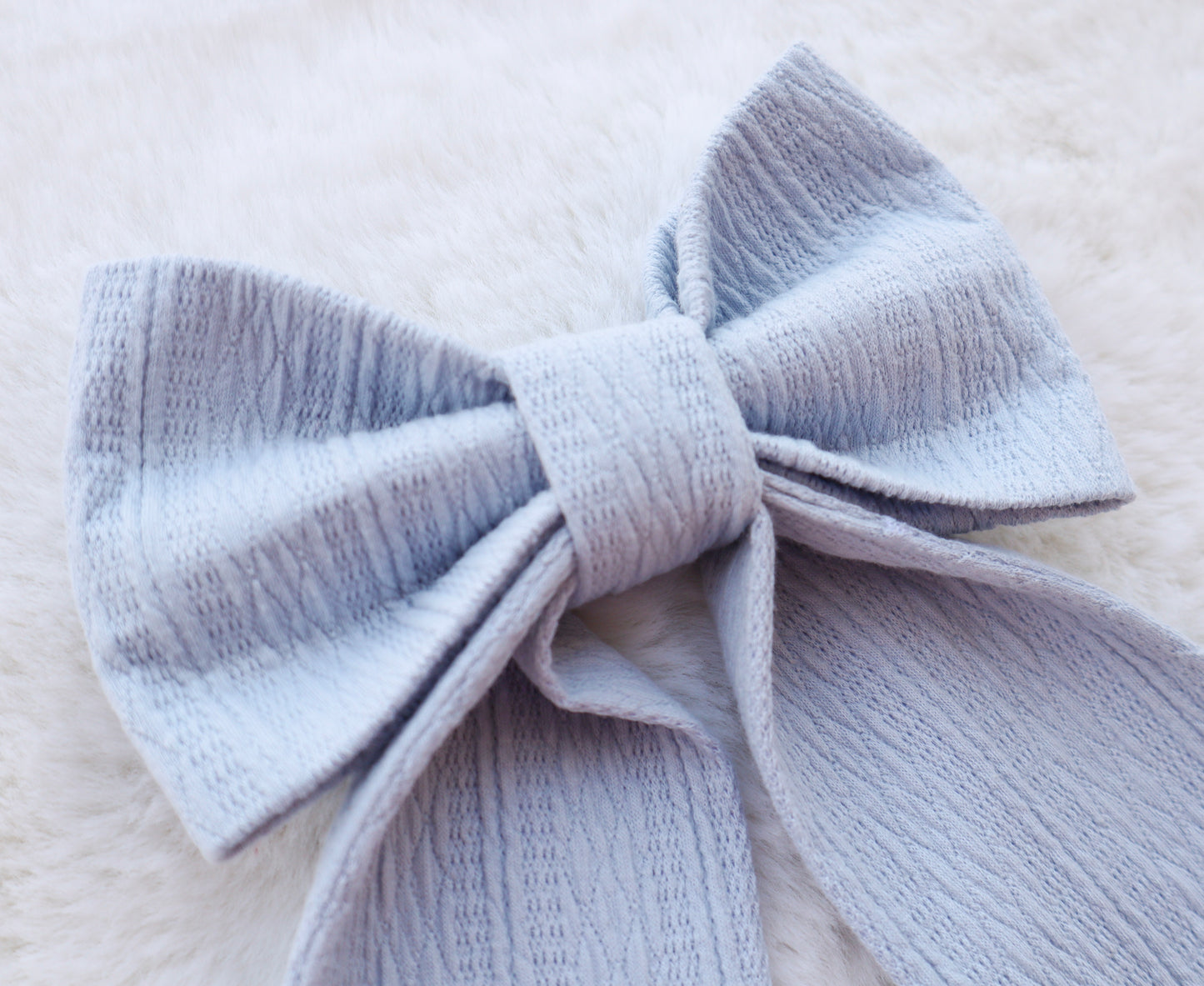 Powder Blue Ribbed Knit Pet Bow