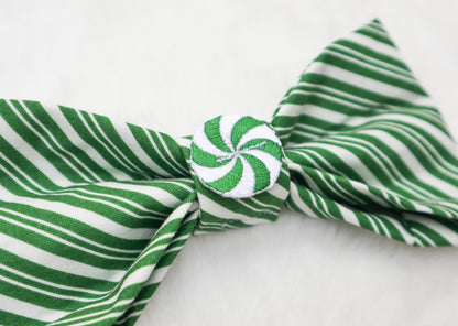 Green Peppermint Swirl Pet Bow