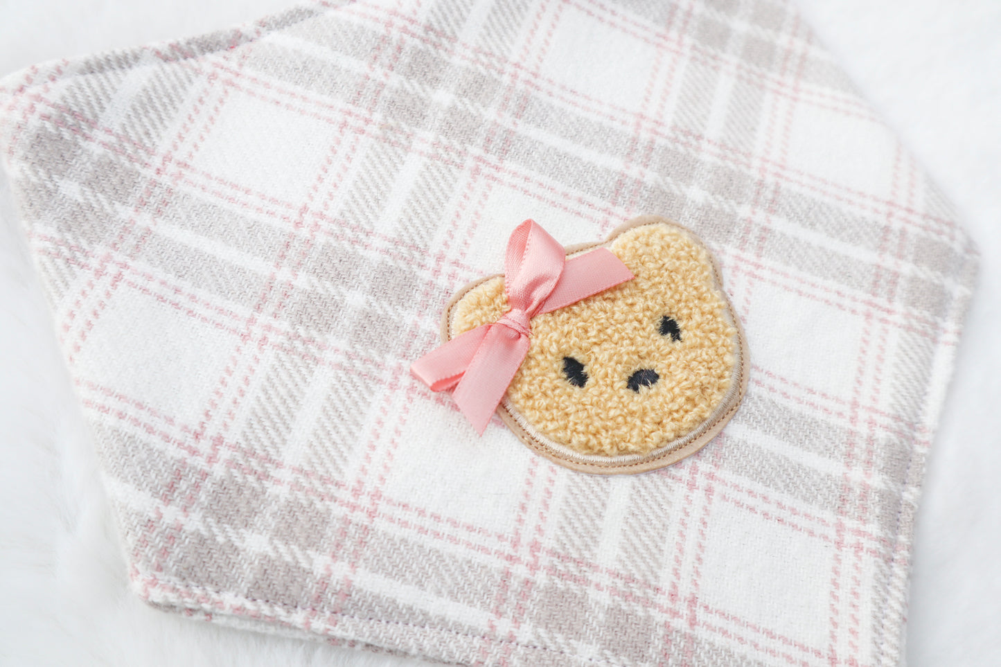 Beary Pink Plaid Bandana