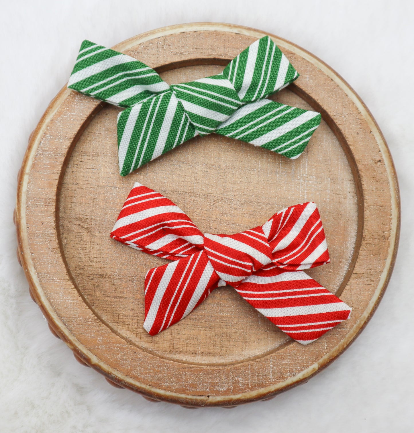 Red Peppermint Swirl Fur Bow