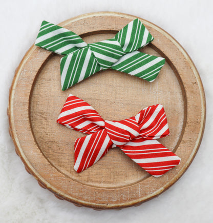 Red Peppermint Swirl Fur Bow
