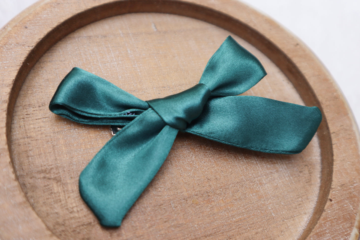 Emerald Satin Fur Bow