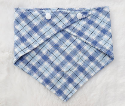 Beary Blue Plaid Bandana