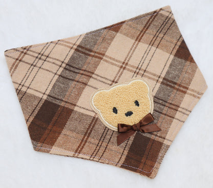 Espresso Plaid Bear Bandana