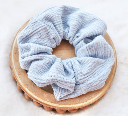 Powder Blue Ribbed Knit Hair Scrunchie