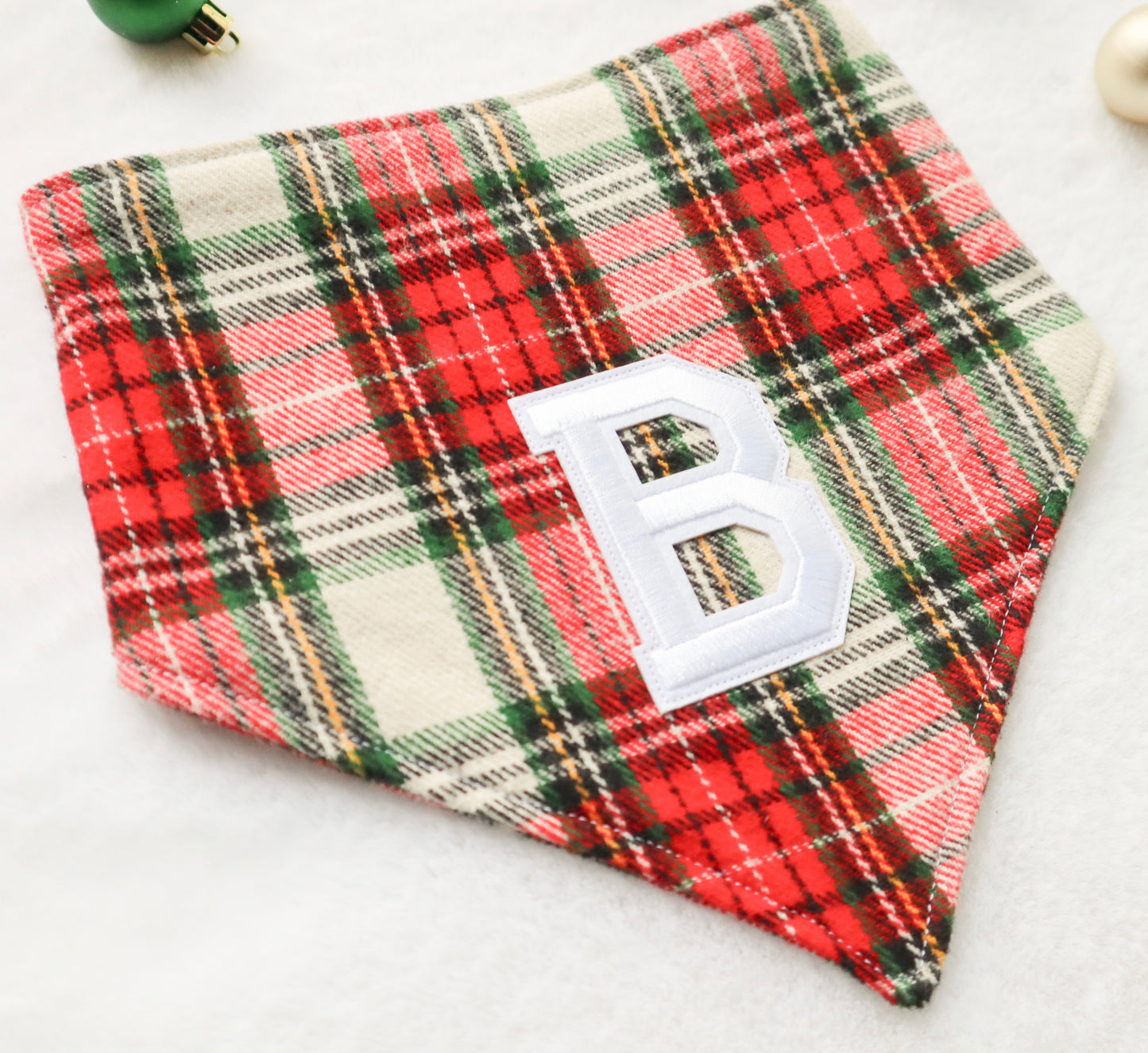 Classic Christmas Plaid w/ Letter Patch Bandana