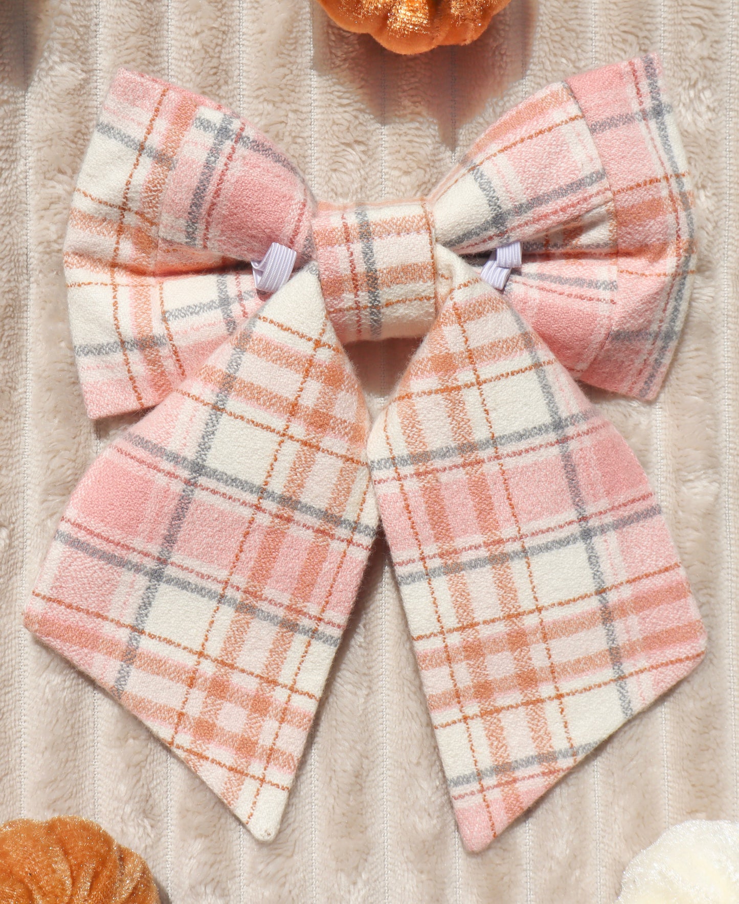 Blushing Cider Plaid Pet Bow