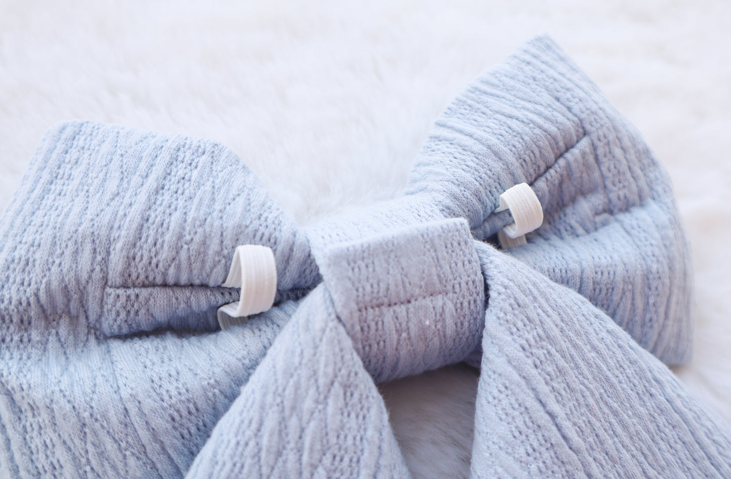 Powder Blue Ribbed Knit Pet Bow