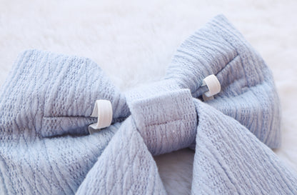 Powder Blue Ribbed Knit Pet Bow