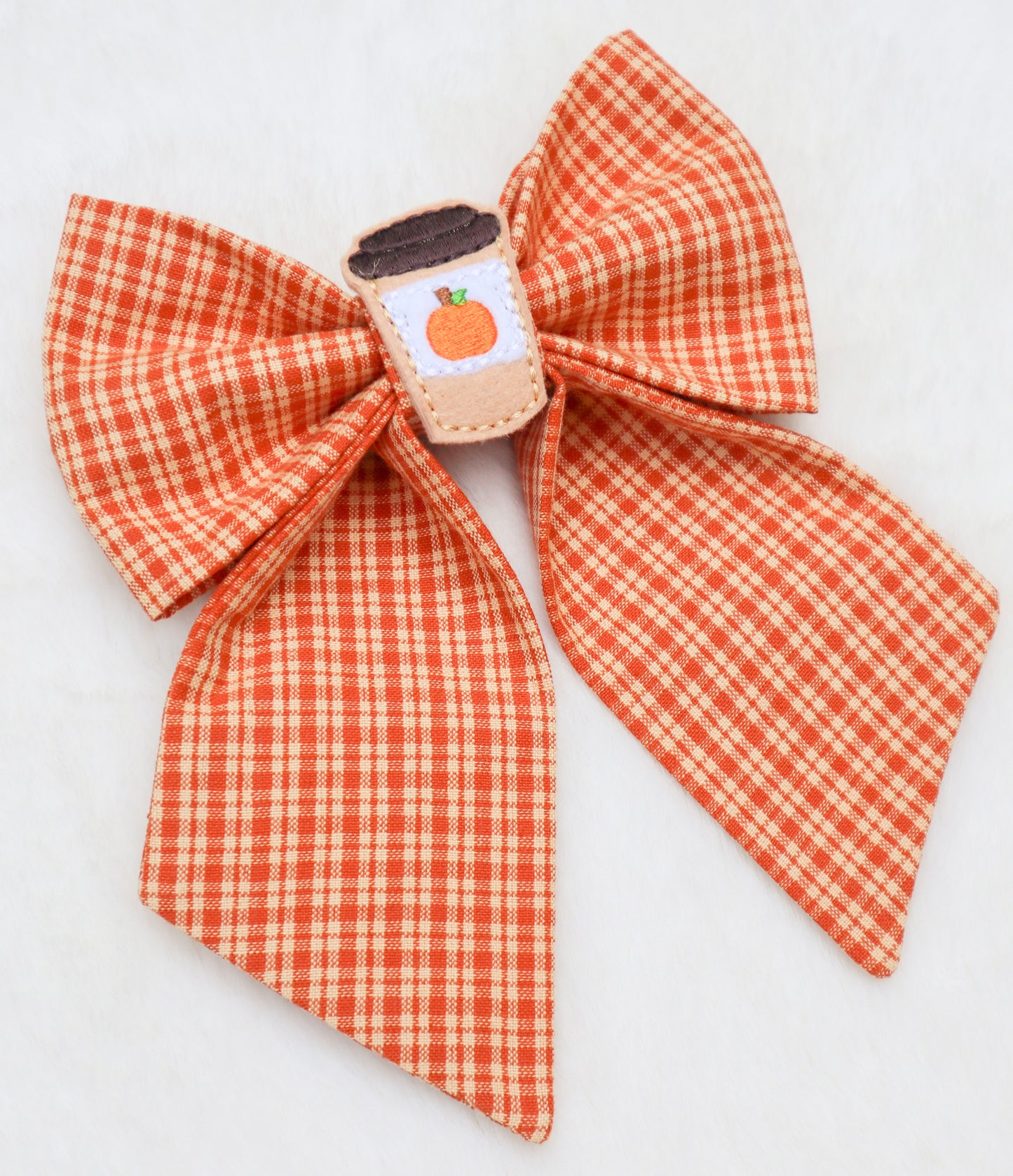 Pumpkin Spice Plaid Pet Bow