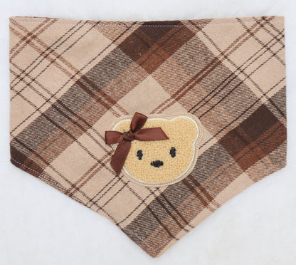 Espresso Plaid Bear Bandana