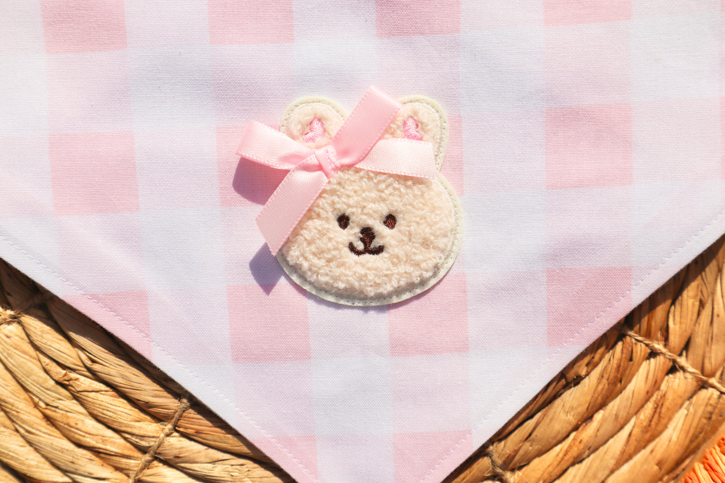 Hoppy Bunny Pink Plaid Bandana