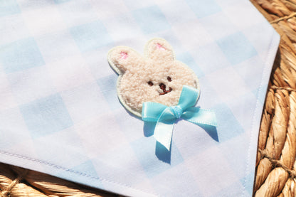 Hoppy Bunny Blue Plaid Bandana