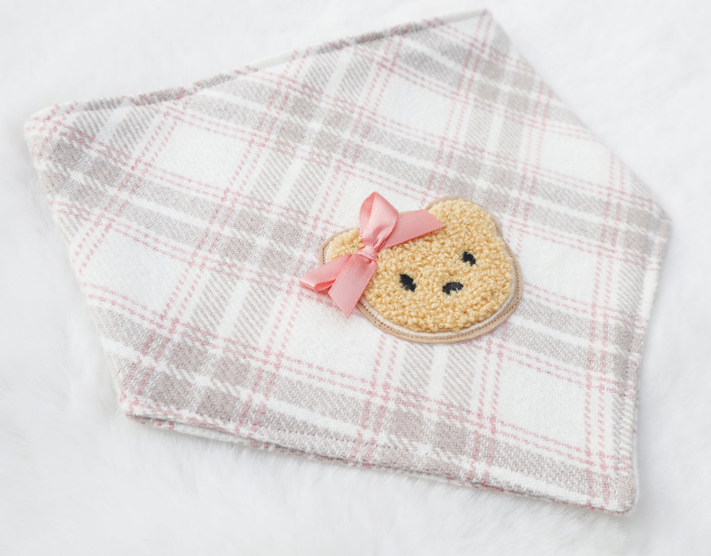 Beary Pink Plaid Bandana