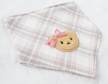 Beary Pink Plaid Bandana