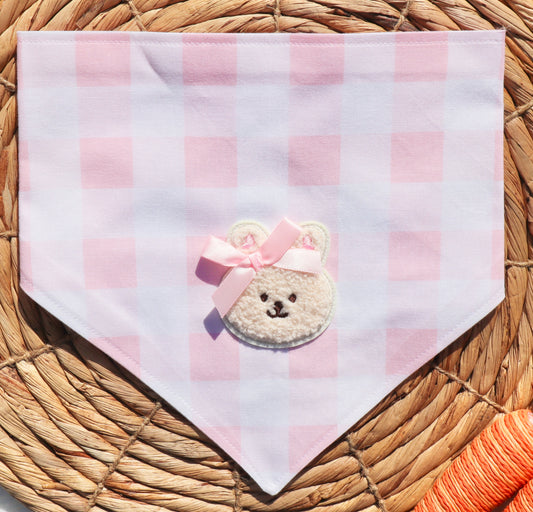 Hoppy Bunny Pink Plaid Bandana
