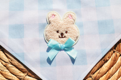 Hoppy Bunny Blue Plaid Bandana