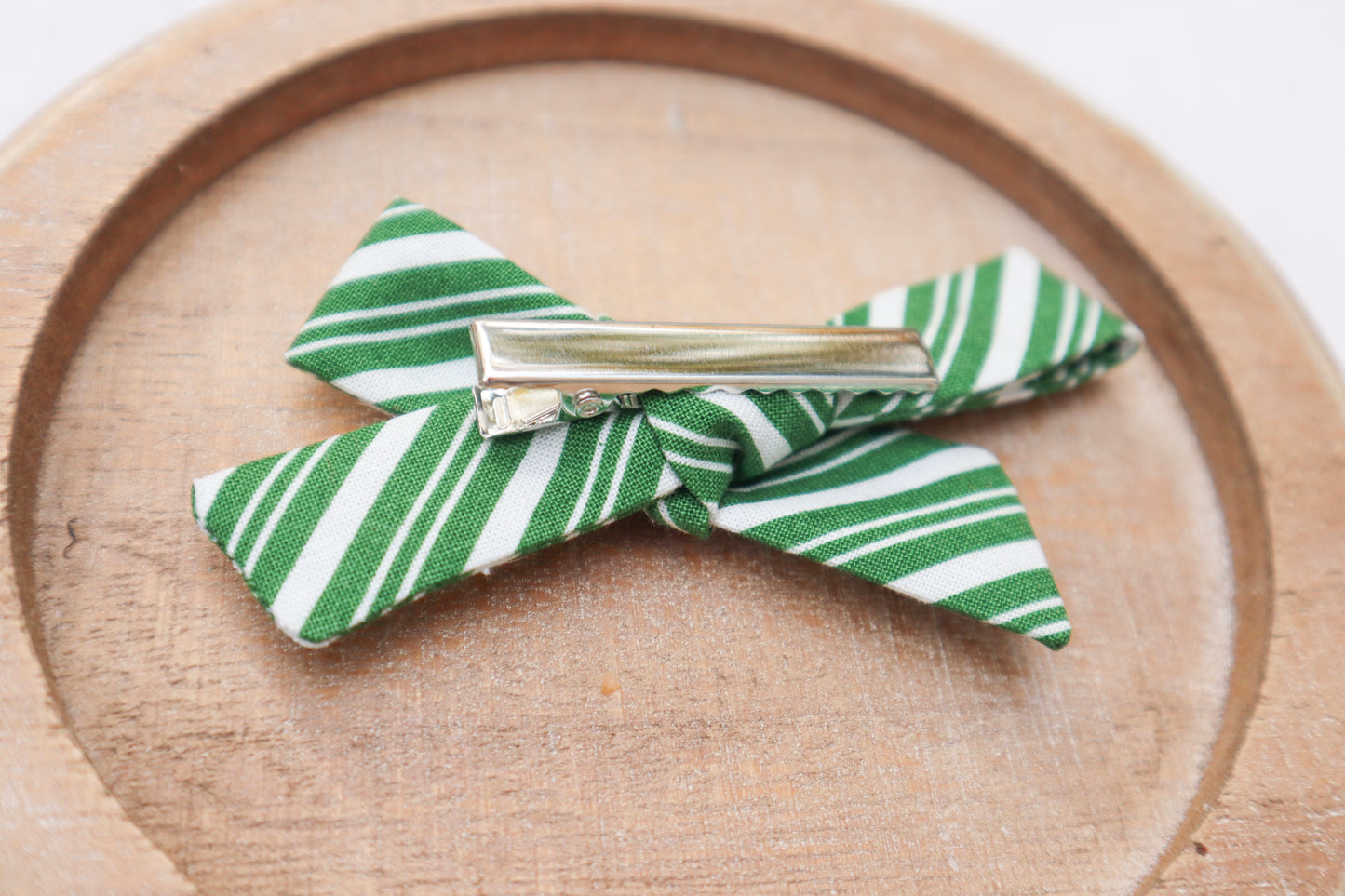 Green Peppermint Swirl Fur Bow
