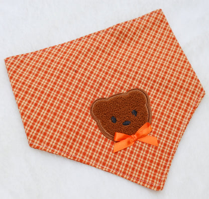 Pumpkin Spice Plaid Bear Bandana
