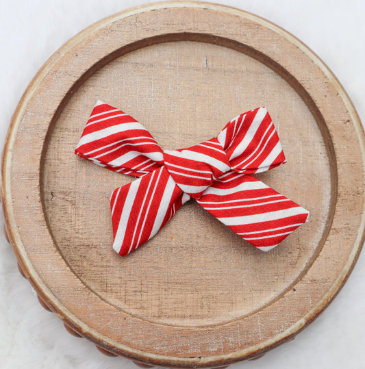 Red Peppermint Swirl Fur Bow