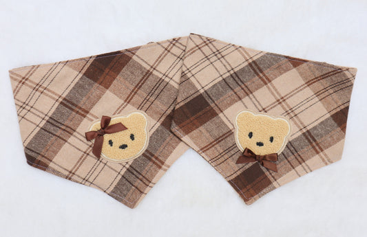 Espresso Plaid Bear Bandana