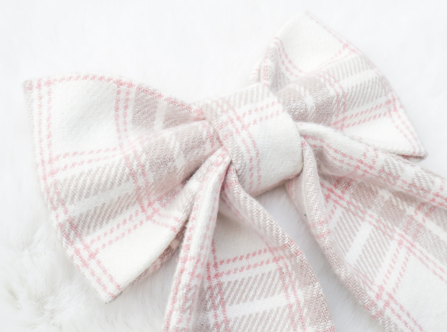 Winter Pink Plaid Pet Bow