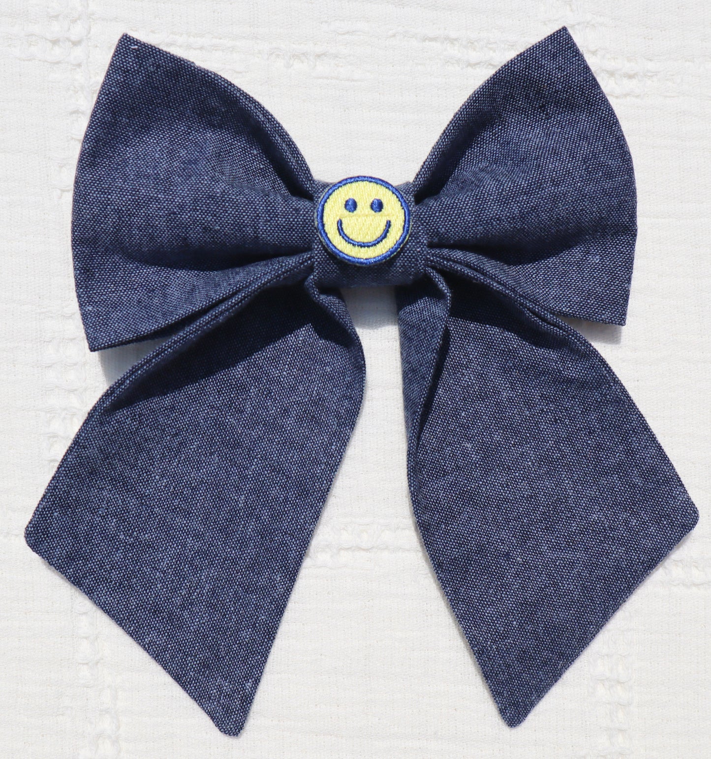 Smiley Face Patch Pet Bow