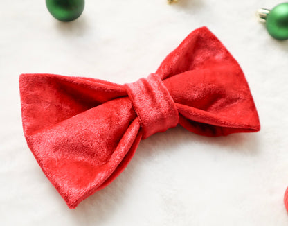 Crimson Red Velvet Pet Bow