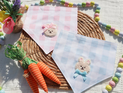 Hoppy Bunny Blue Plaid Bandana