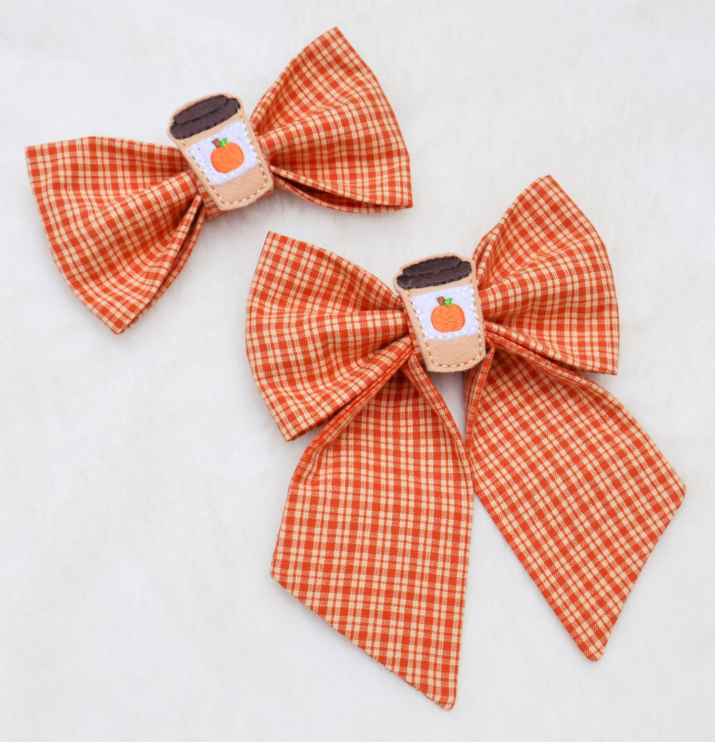Pumpkin Spice Plaid Pet Bow