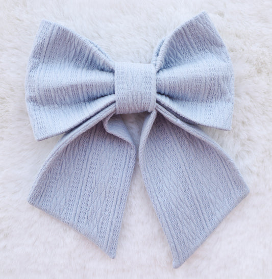 Powder Blue Ribbed Knit Pet Bow
