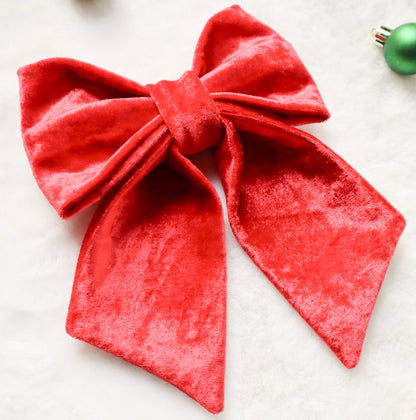 Crimson Red Velvet Pet Bow