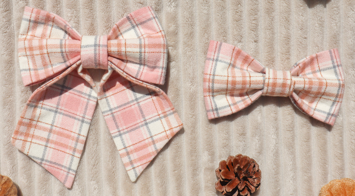 Blushing Cider Plaid Pet Bow