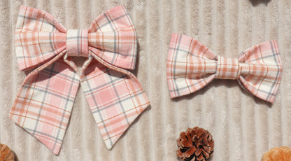 Blushing Cider Plaid Pet Bow