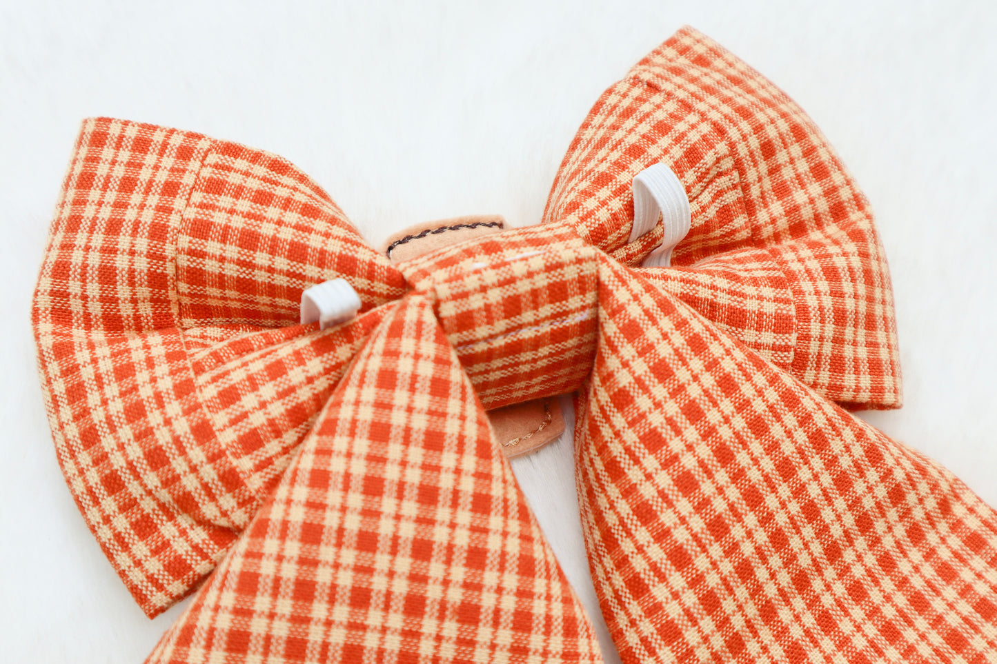 Pumpkin Spice Plaid Pet Bow